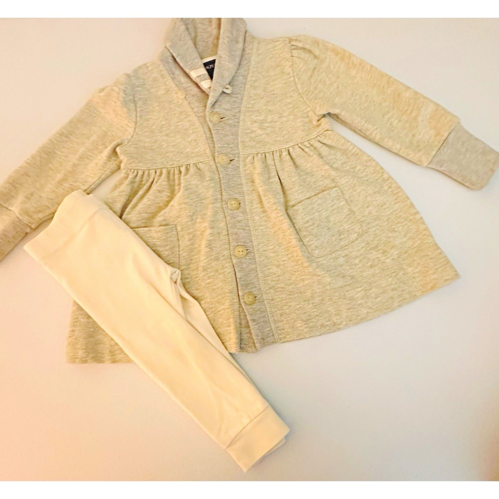 Ralph Lauren Girls 18M 2pc Knit Cardigan & Leggings Set Gray/Ivory